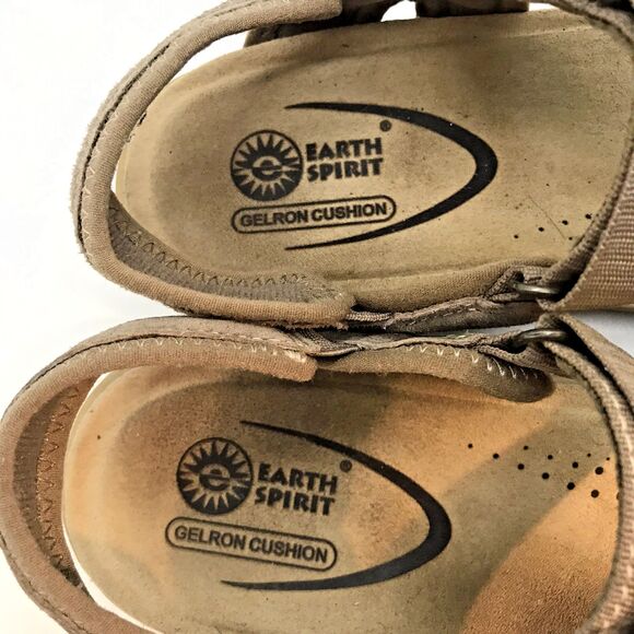 Earth Spirit Gelron Cushion Sandals Women's 8.5 Tan Suede Adjustable Strap Shoe - Picture 11 of 11